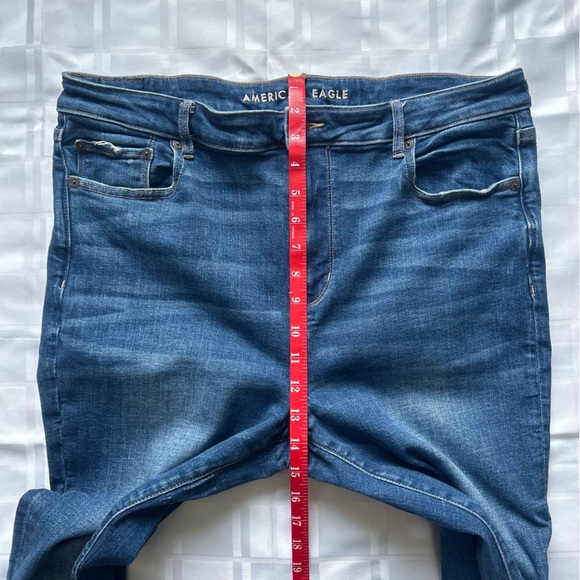 American Eagle Outfitters Super High-Waisted Flare Blue Jeans with Stretch - Picture 7 of 16